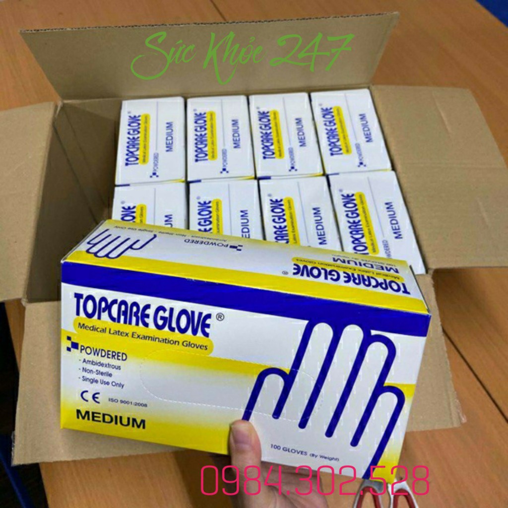 Găng Tay Y Tế Topcare Glove ⚡FOLLOW Shop Giảm [5%]⚡ Găng Tay Y Tế  Topcare Glove Hộp 50 Đôi