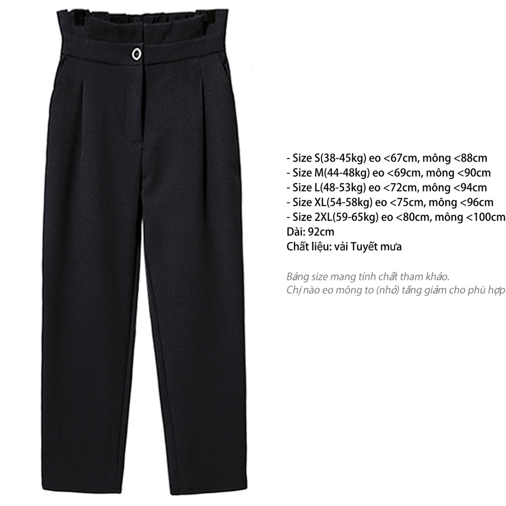 Quần tây nữ lưng cao công sở cạp bèo DOLOXI Hàn Quốc cao cấp  Q356