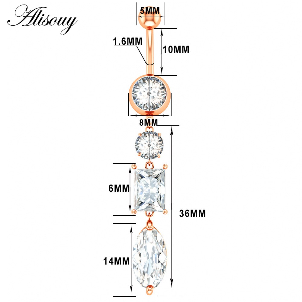 Alisouy 1 Khuyên Rốn Thép Không Gỉ Đính Đá cz Hình Hoa / Trái Tim 14g