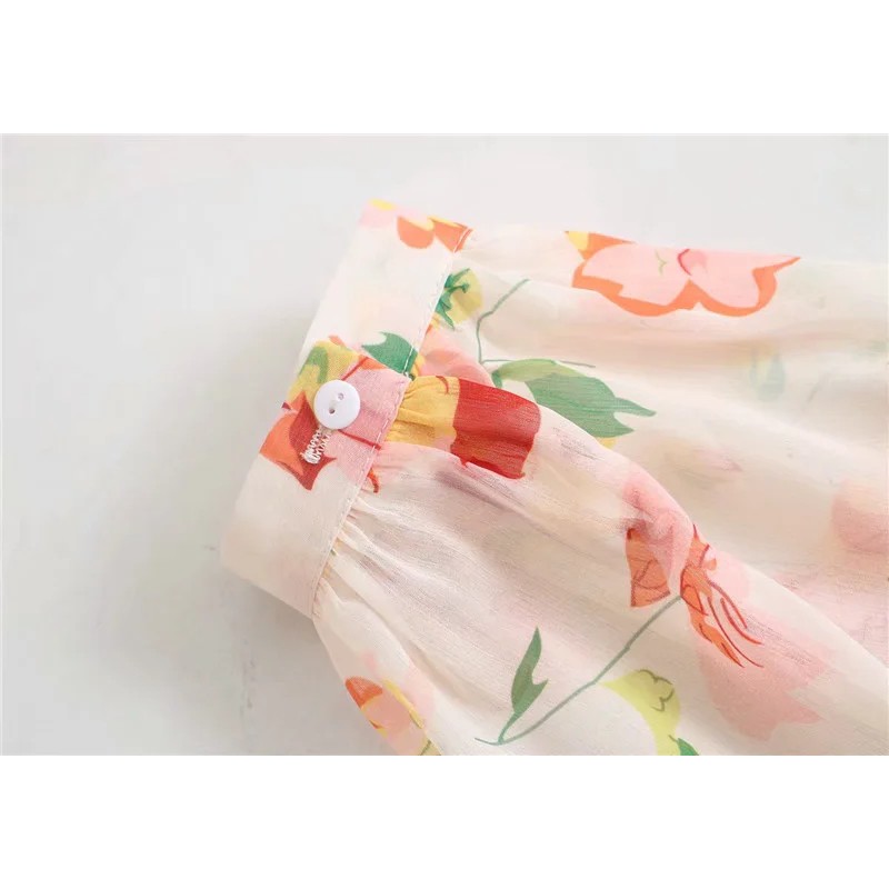 Đầm Zara chiffon voan hoa dáng xòe màu hoa xinh đẹp DH10BBG69N9