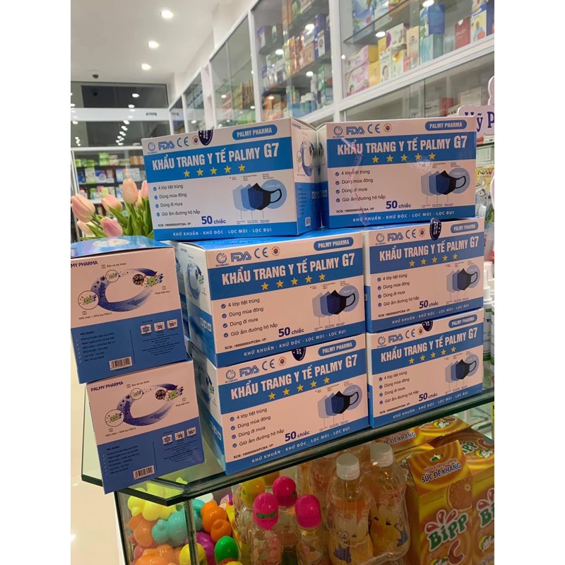 Khẩu trang y tế cao cấp 4 lơp Palmy hộp 50 chiếc người lớn