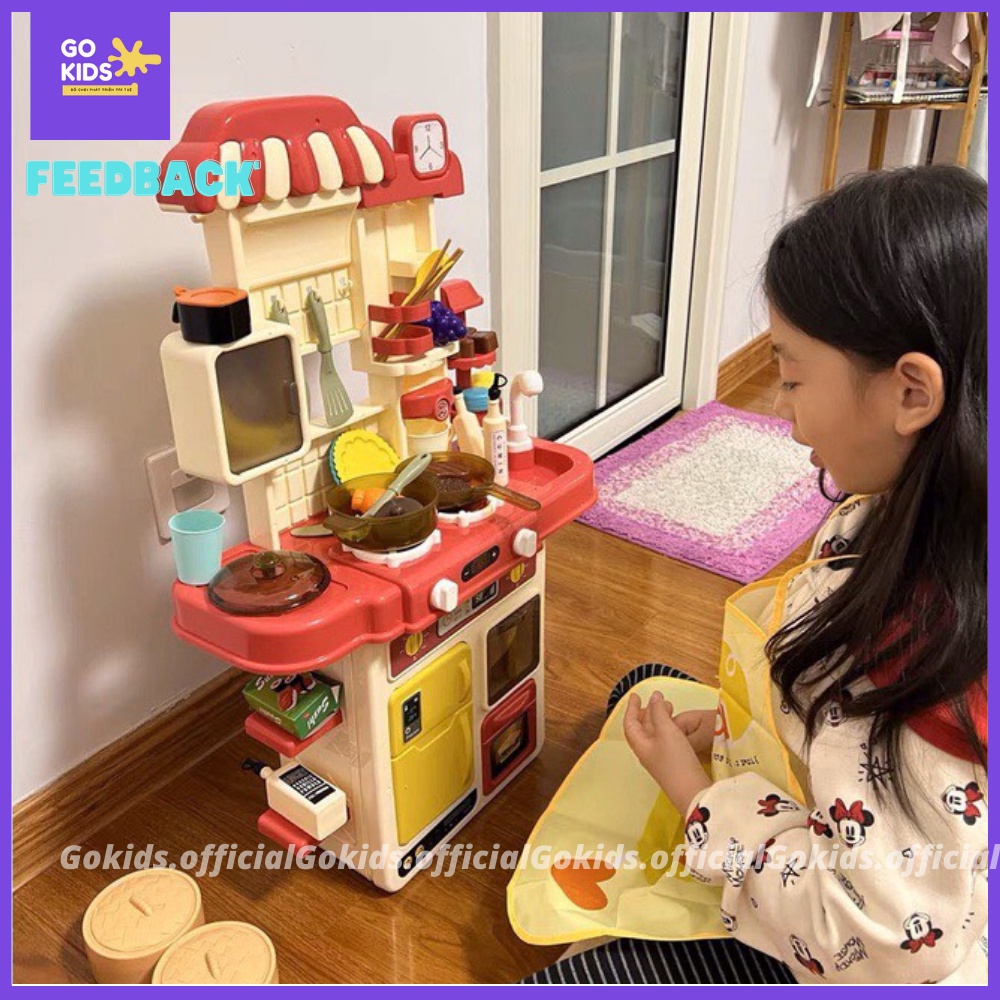 (Video thật) Bộ đồ chơi nấu ăn 2 tầng 72 cm, có vòi nước, âm thanh và hiệu ứng ánh sáng cho bé