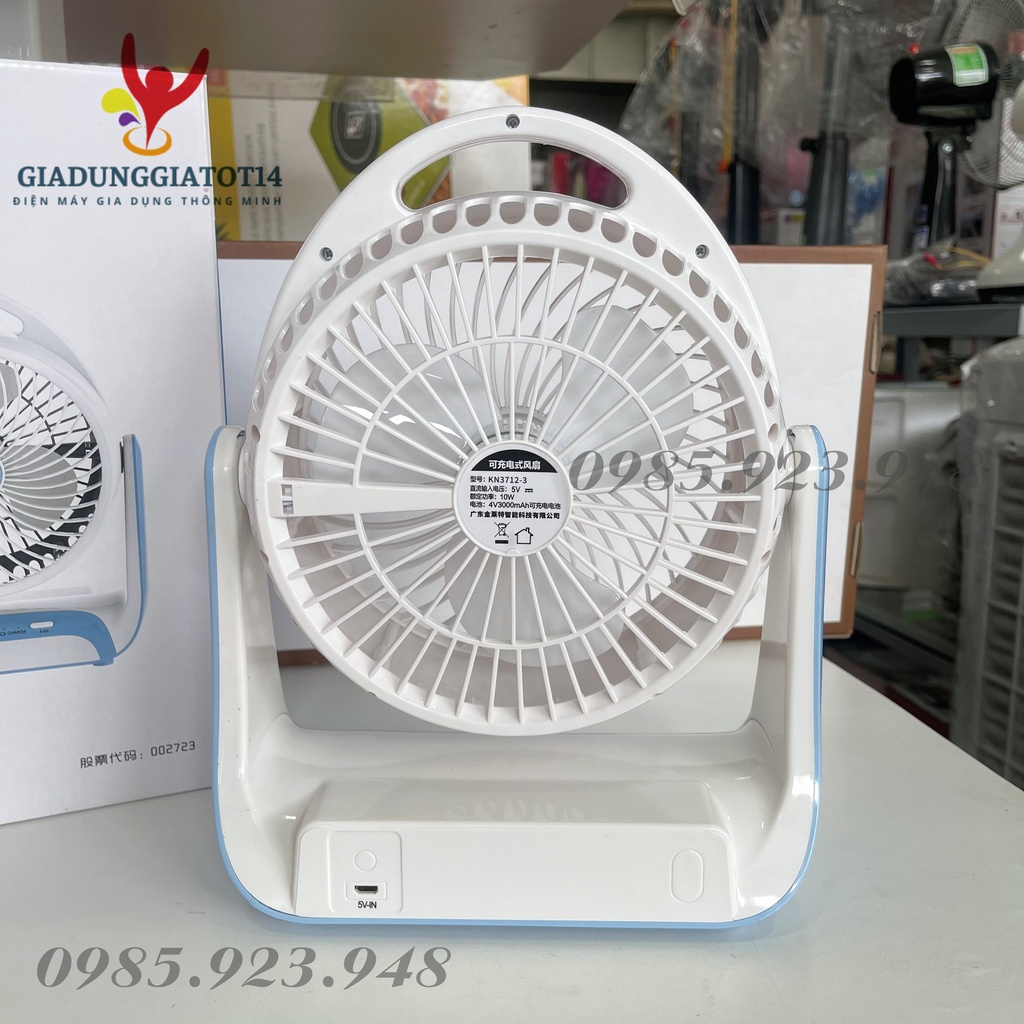 Quạt Tích Điện + Đèn Led  KENNEDE KN - 2816 PIN KHỦNG 3000 MAH- 3 chế độ sáng, 3 chế độ gió để bàn