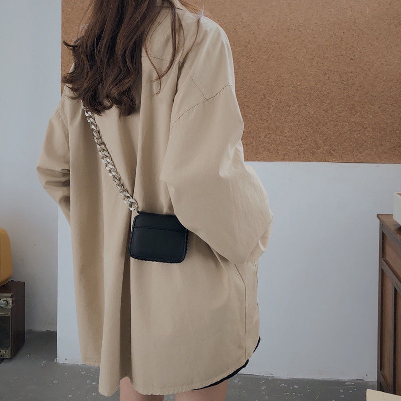 Túi Đeo Chéo Ngực Phối Dây Xích Dày Dặn Phong Cách Hàn Quốc Thời Trang Mới