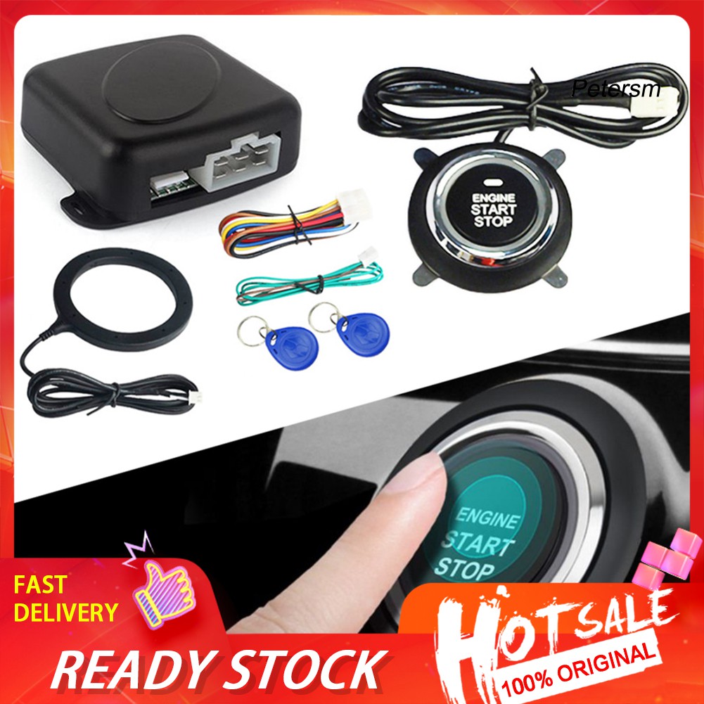 J1Q❀12V Car Smart Alarm System Anti-theft Engine Start Stop Button Operation Key