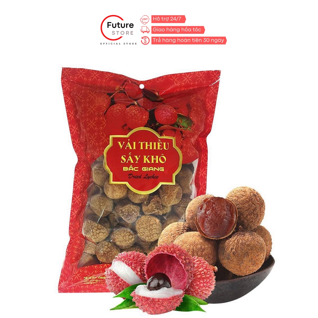 Vải thiều sấy khô Vinafruits (túi 500g) Đồ ăn vặt, Món ăn đến từ quê hương