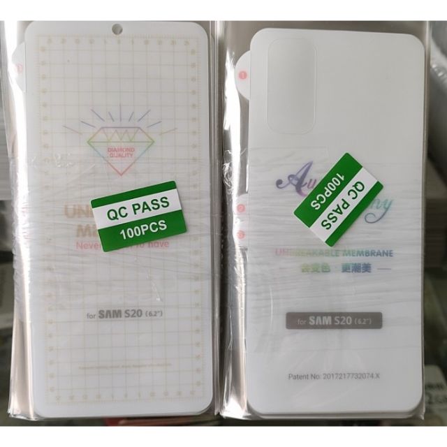 Dán PPF dành cho Samsung S20 mặt trước+mặt sau phục hồi vết xước