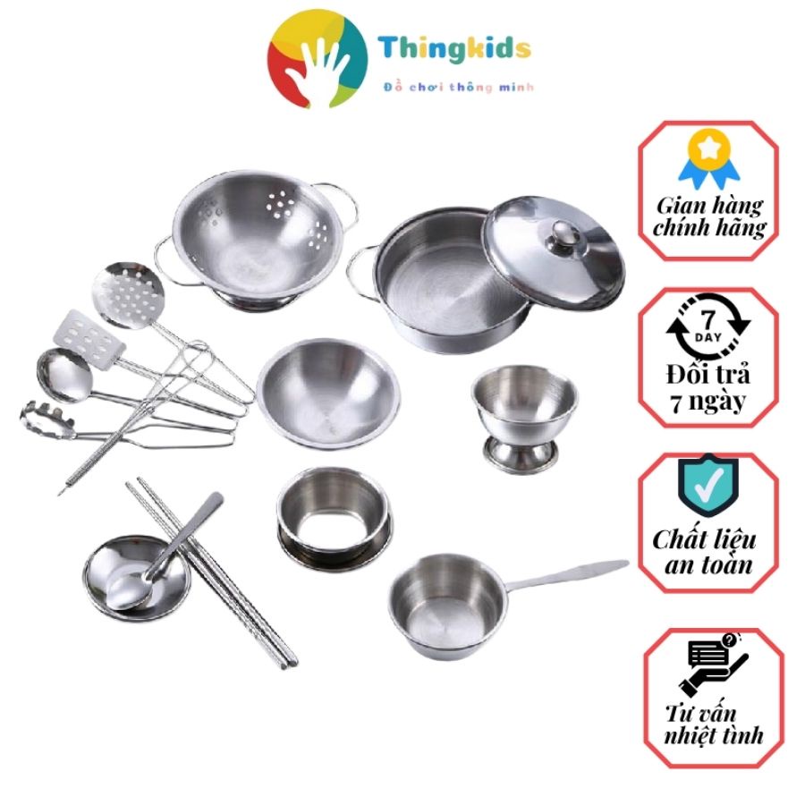 Bộ đồ chơi nấu ăn xoong nồi inox 40 chi tiết- Thingkids