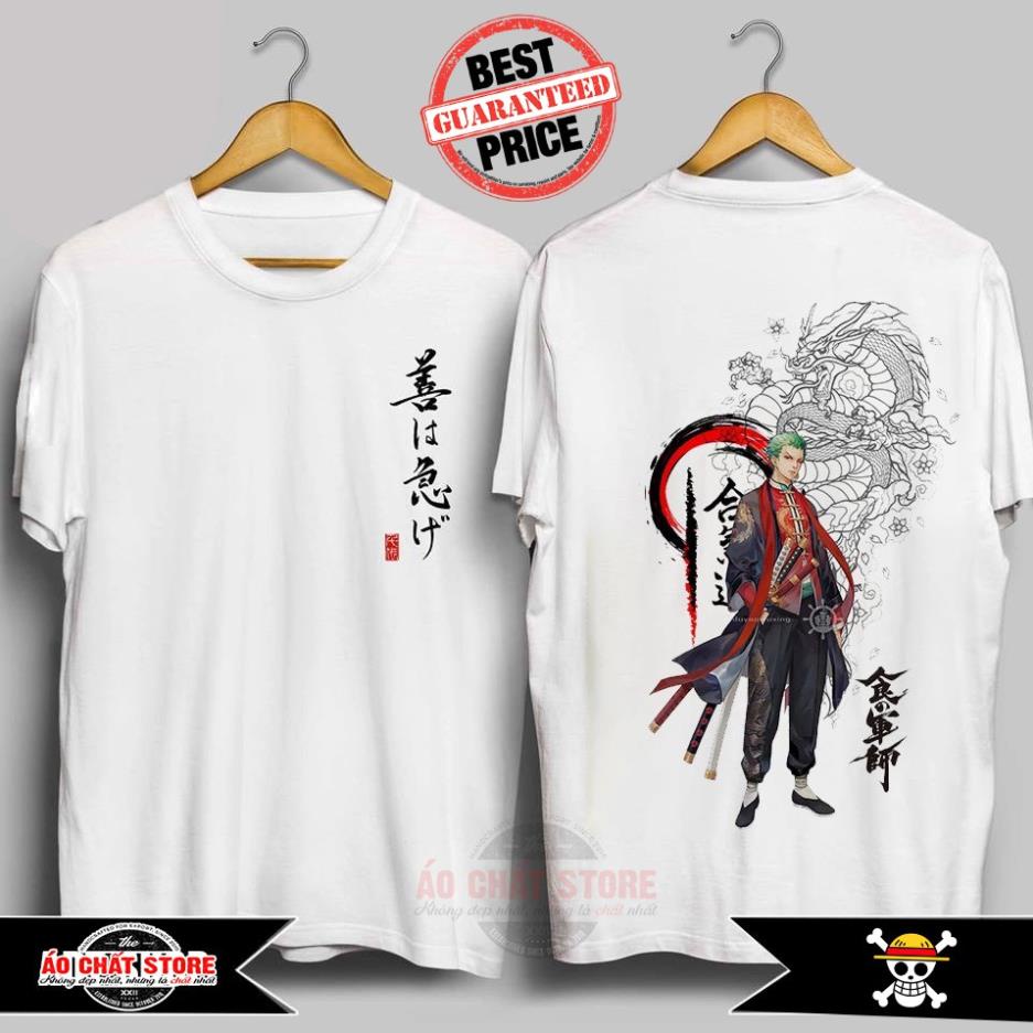 Áo Thun Roronoa Zoro One Piece Rồng Thư Pháp Cực Ngầu | Áo Đảo Hải Tặc Zoro Tshirt OP100 (Ảnh thật)