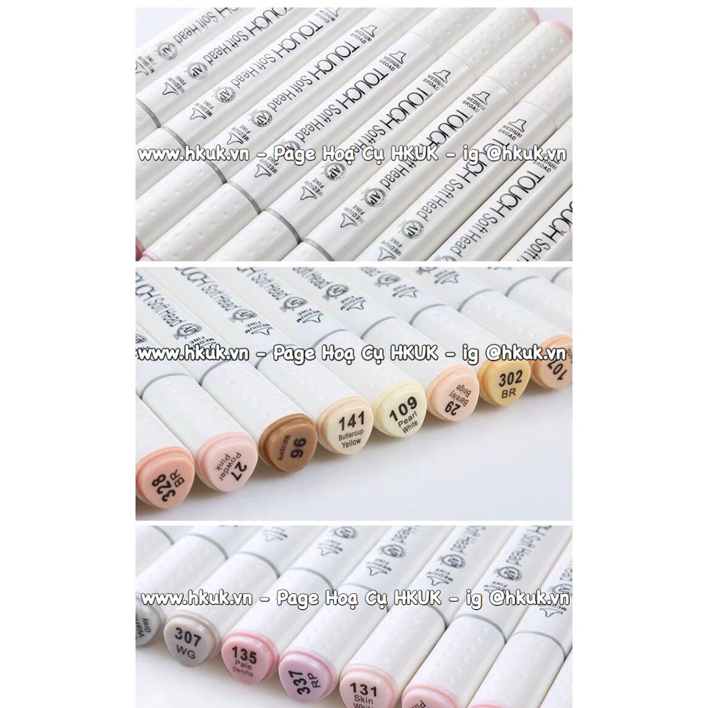 Set 24 màu Marker Touch Soft Head tone Da (Skin) hộp nhựa có quai