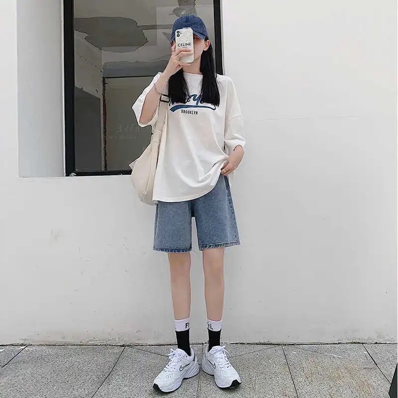 Quần Đùi Jeans Nữ Ống Rộng Màu Xanh, Quần Short Bò Lửng Cạp Cao Chun Có Cúc Điều Chỉnh Hàng Quảng Châu Loại 1 Năng Động