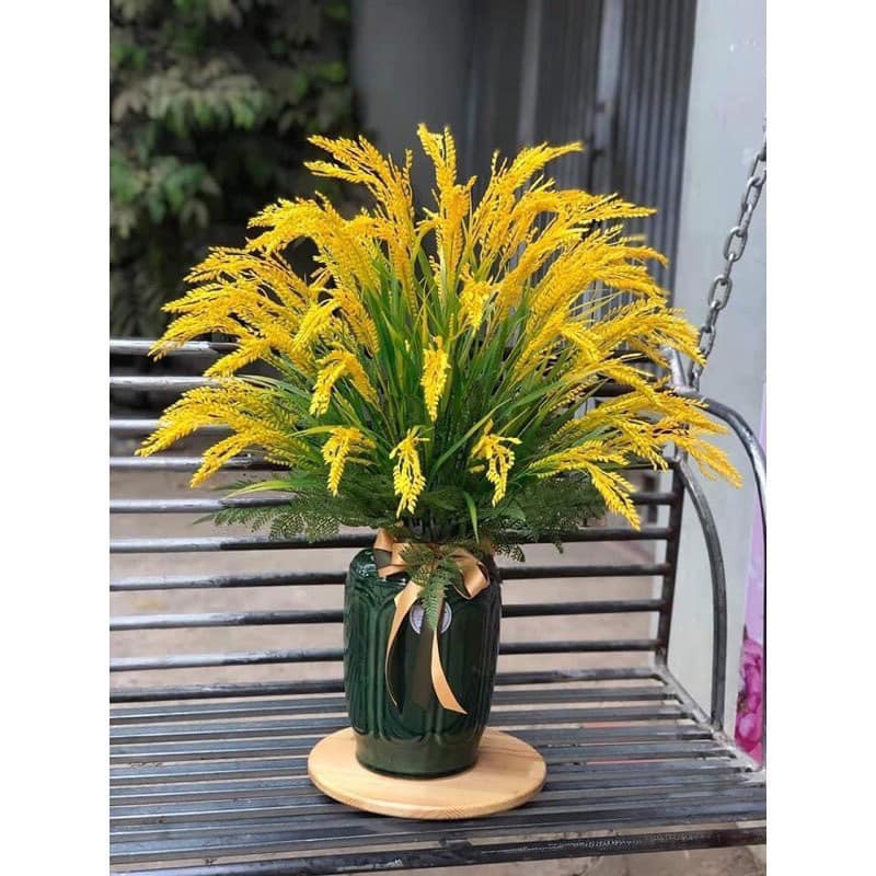 Cành lúa vàng, Bông lúa vàng cao 80cm lõi thép trang trí, cây bông lúa giả cao cấp decor bình hoa tài lộc