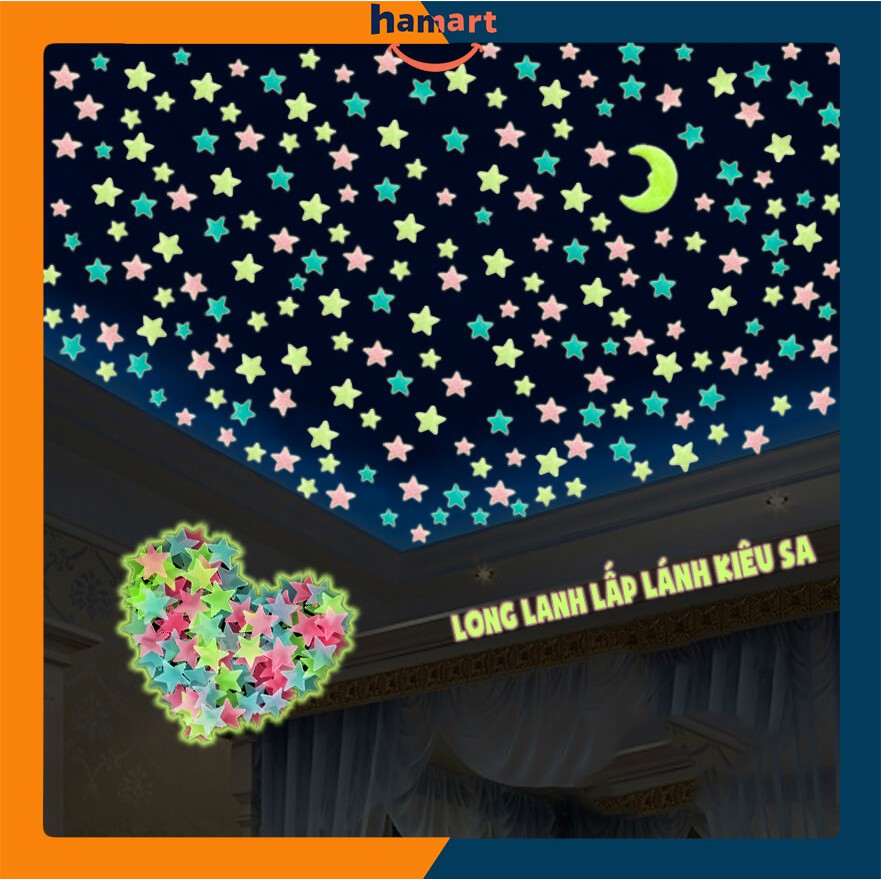 [BỊCH 100 KÈM DÁN] Ngôi Sao Dạ Quang Dán Tường Sao Phát Sáng Trang Trí Nhà Cửa Hàng Đẹp