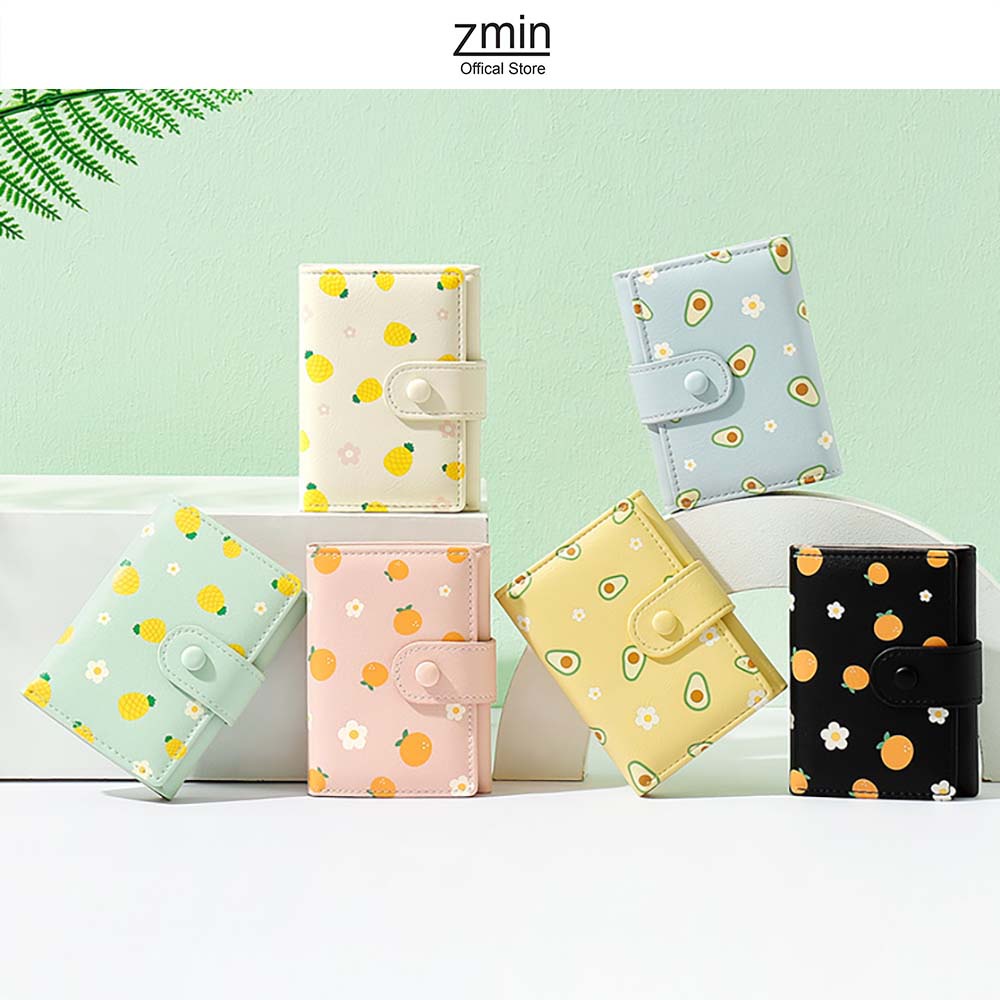 Ví bóp nữ mini cầm tay họa tiết trái cây Zmin, chất liệu da PU cao cấp - V049