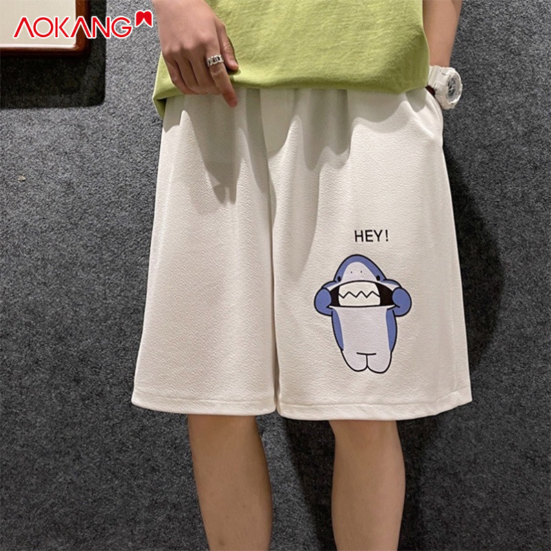 Quần short thể thao AOKANG mềm mại thoải mái in họa tiết hoạt hình phong cách hiện đại thời trang dành cho nam