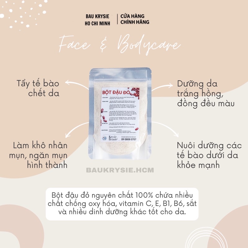 Bột đậu đỏ nguyên chất sạch mịn 100% Organic - Bột handmade