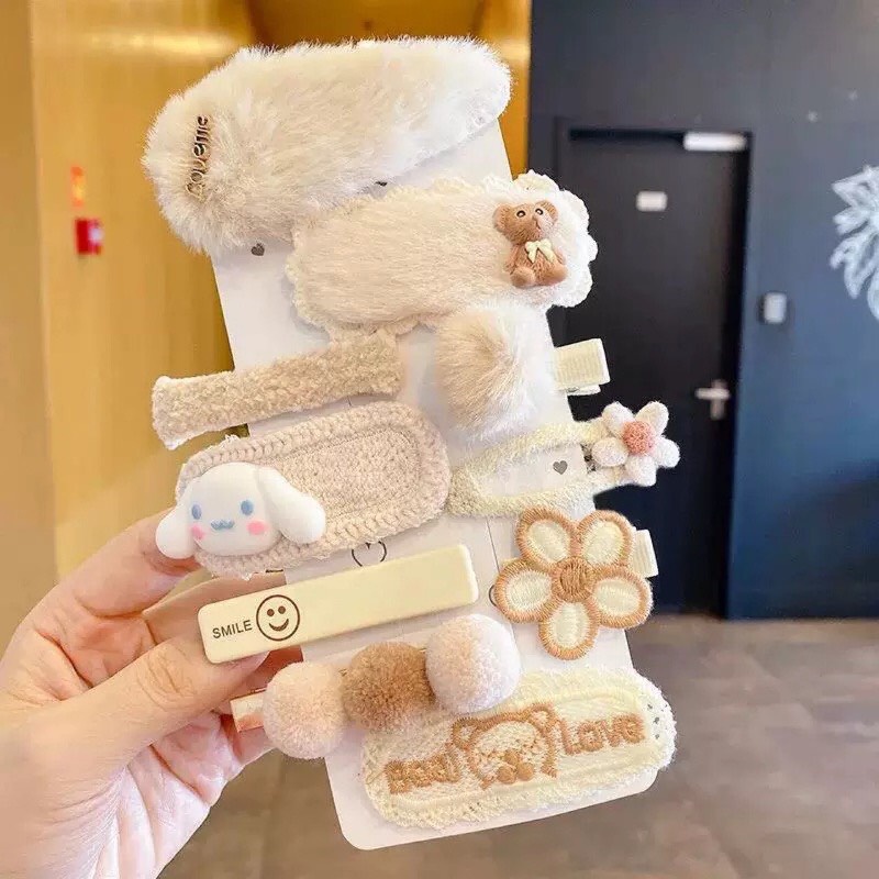 Set 10 Kẹp Tóc Họa Tiết Hoạt Hình Phong Cách Hàn Quốc - Kẹp Tóc Lông Nhung Cho Bé - Kẹp Tóc Công Chúa Dumi Shop GG