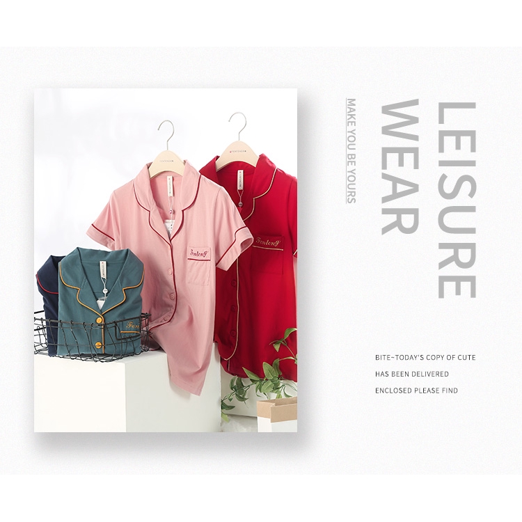 Bộ Đồ Ngủ Áo Tay Ngắn + Quần Dài Xinh Xắn Cho Nữ | BigBuy360 - bigbuy360.vn