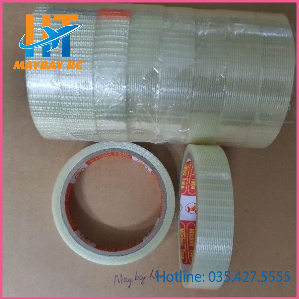 Băng Dính Sợi Thủy Tinh Caro Kích Thước 2, 3, 4cm x10m.