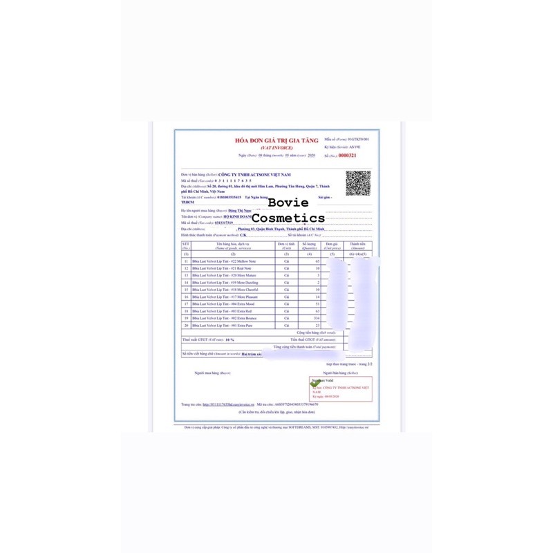 ( Sẵn - Ver5 ) Son kem Bbia Last Velvet Lip Tint Version 5 21 22 23 24 25 | Thế Giới Skin Care