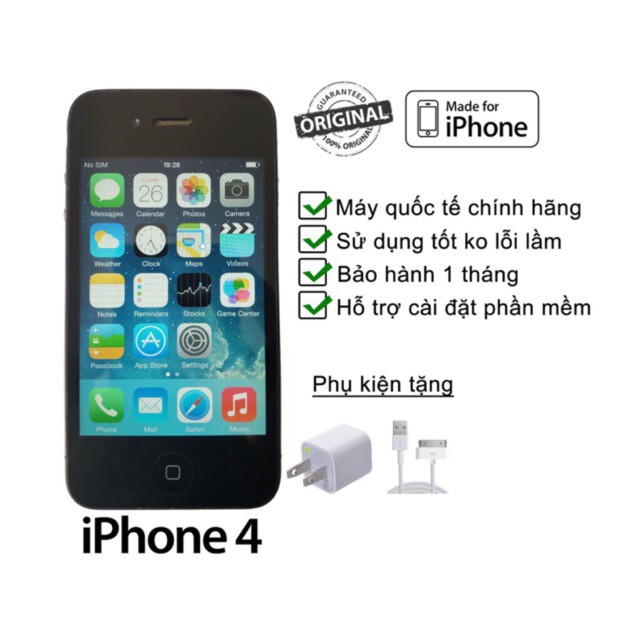 Điện thoại cảm ứng iphone 4 qt 8GB/16GB giá rẻ sử dụng sim pin khủng