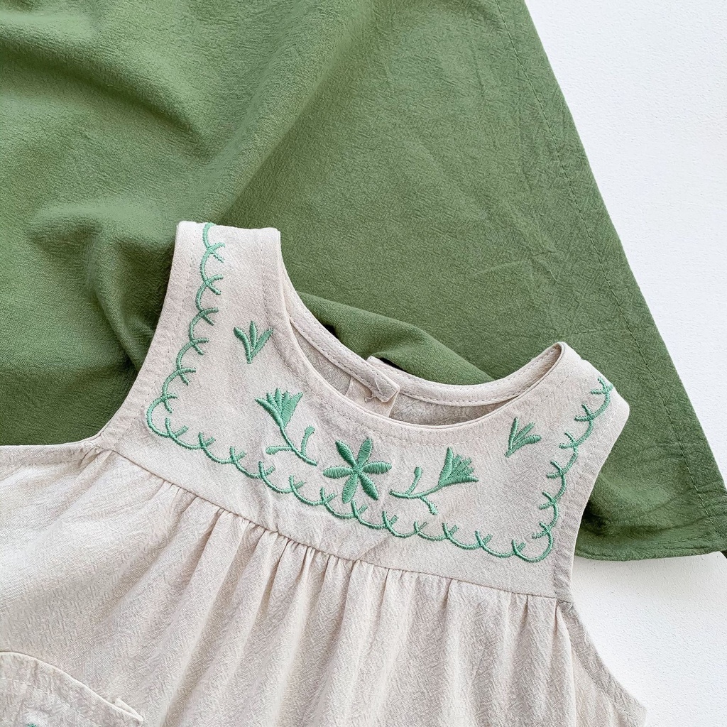 Bộ Váy Không Tay Với Họa Tiết Hoa Dùng Cho Bé Gái Từ 2-6 Tuổi