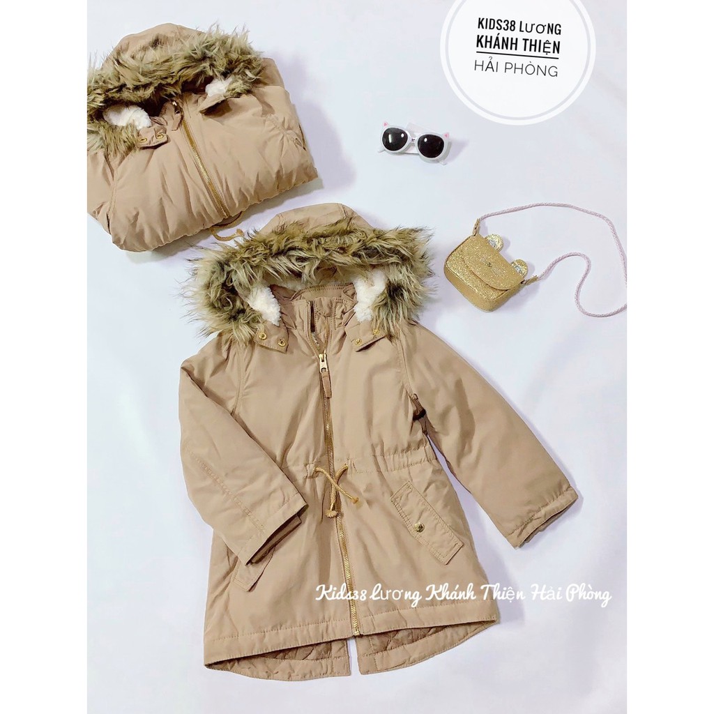 Áo khoác parka nâu nhạt HM H&amp;M size 2-3y_hàng chính hãng authentic