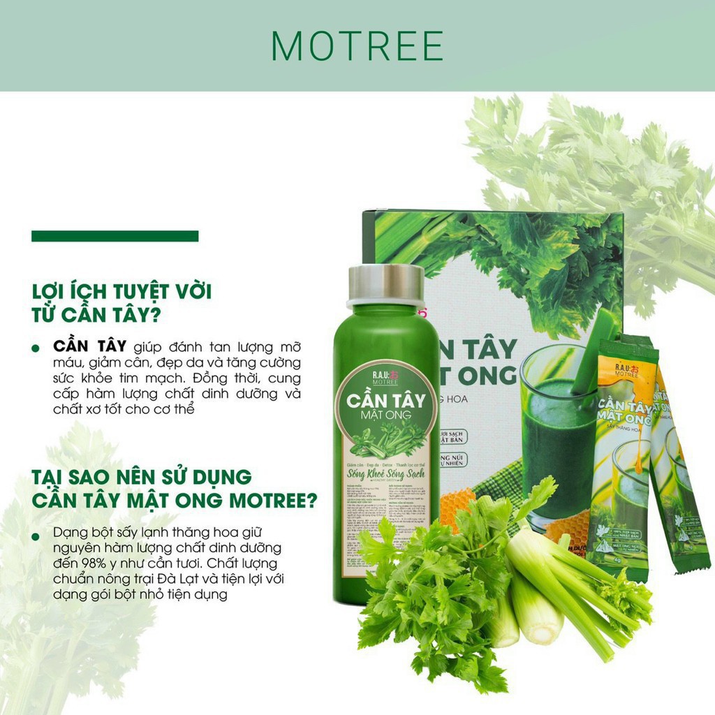 Cần tây Mật Ong Motree 🎁FREESHIP 🎁Bột cần tây Motree giảm cân, giảm béo, dáng đẹp, eo thon, thanh lọc cơ thể