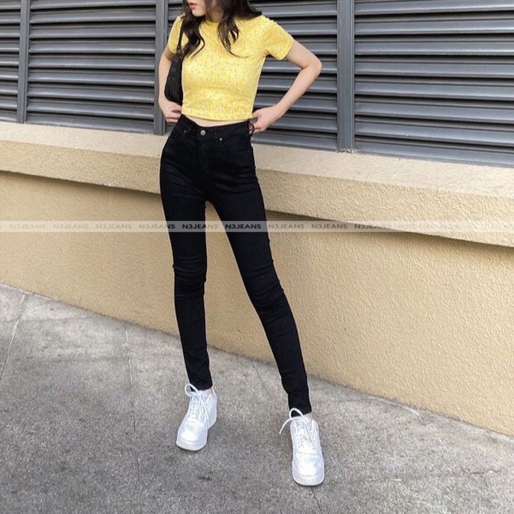 Quần jeans skinny dáng ôm màu đen nữ đẹp Có Co Giãn