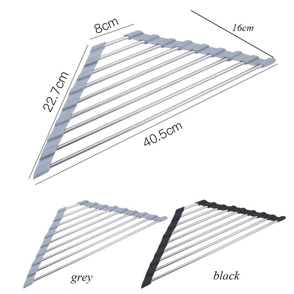 1 Giá Đỡ Bằng Thép Không Gỉ Hình Tam Giác Để Ráo Nước Mút Rửa Trái Cây