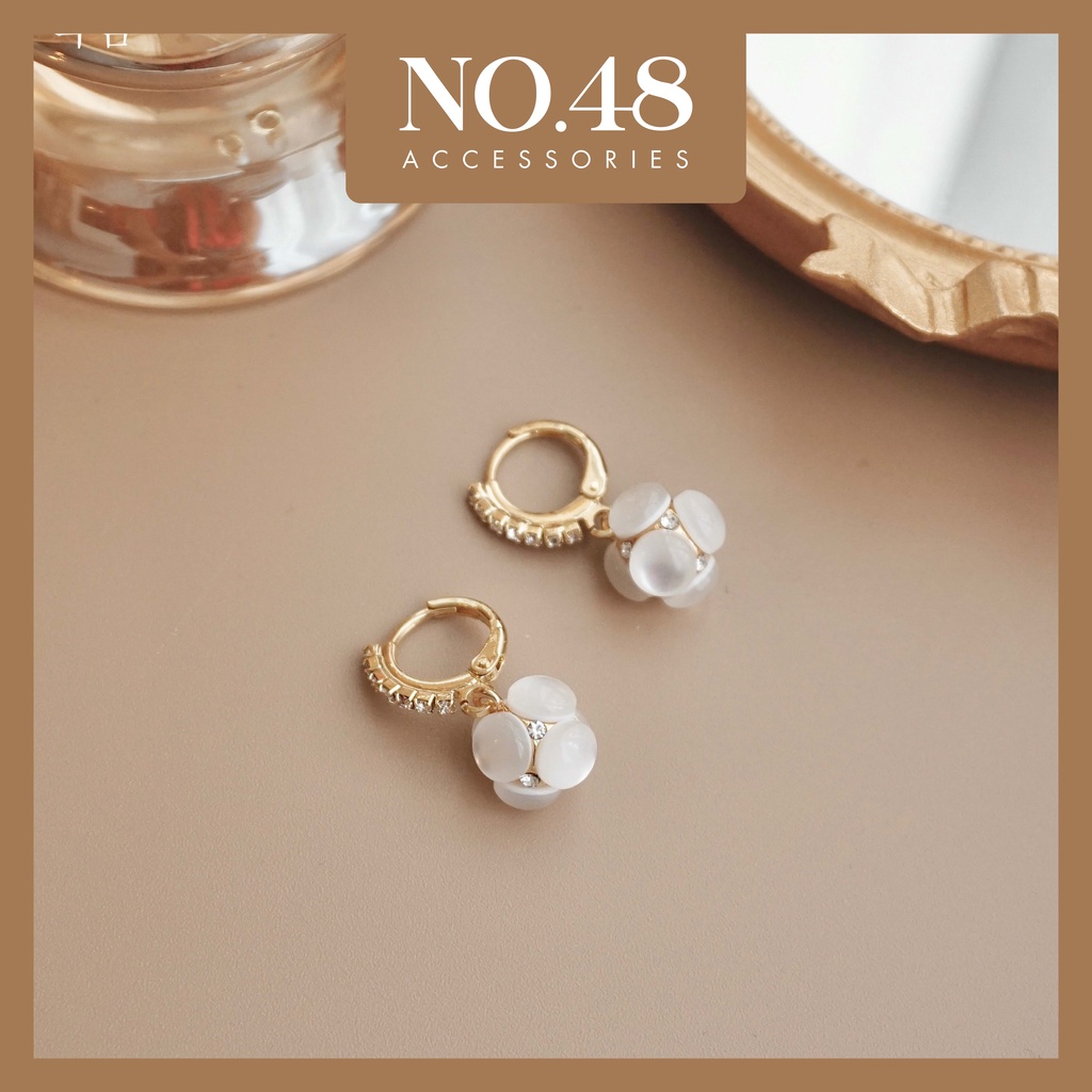 Khuyên tai nữ bông tai nữ bạc s925 mạ vàng đá nhân tạo hạt tròn NO.48 ACCESSORIES mã 2756 (ảnh thật)