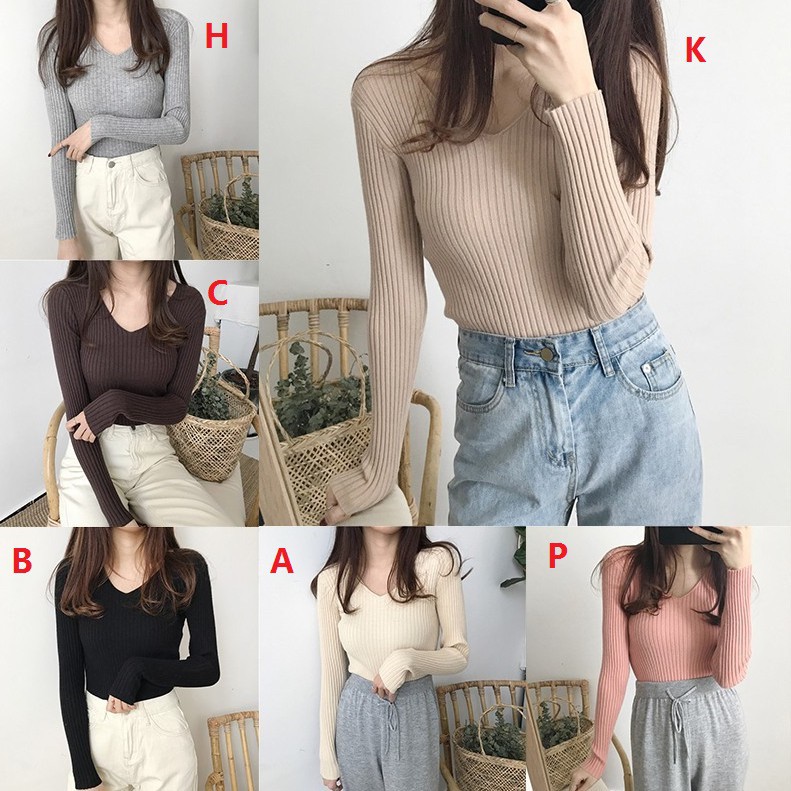 Áo len thiết kế cổ chữ V hợp thời trang cho nữ