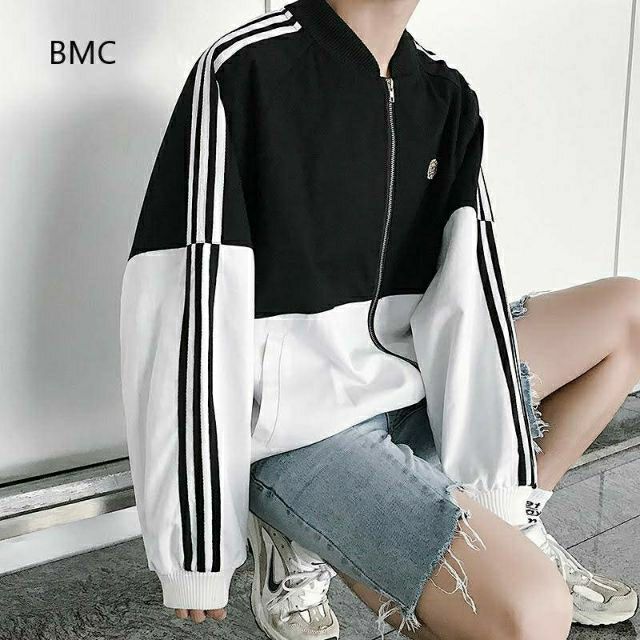 Áo Bomber Jacket Line áo khoác dù trơn viền sọc