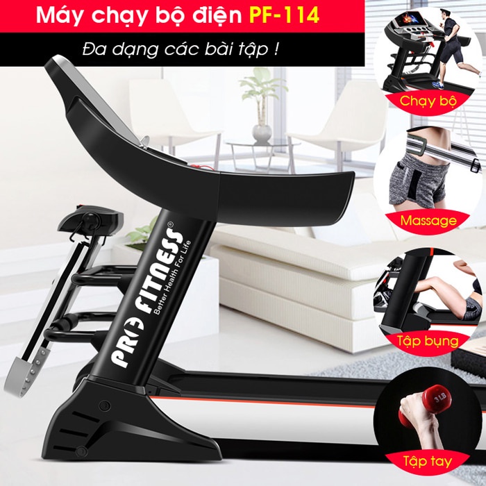 [NEW 2022] Máy chạy bộ điện đa năng Pro Fitness PF-114D ✅ Máy chạy bộ cho gia đình động cơ 3.0HP - nâng độ dốc tự động