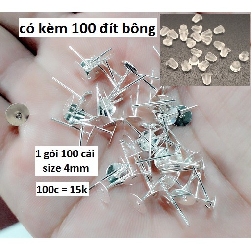 Bông tai 100 cái = 17k ( có kèm 100 cái đít bông ) [ size 4mm , 6mm ]