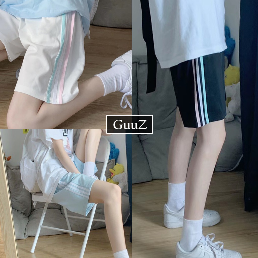 Quần short thể thao 3 sọc Unisex cạp chun size dưới 60kg GuuZ (KÈM ẢNH THẬT)