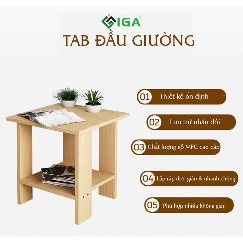 Kệ đầu giường gỗ, bàn để đồ phù hợp với decor GP23