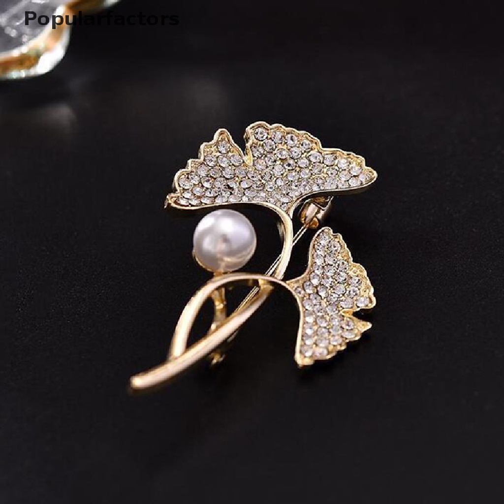 Ghim cài áo hình lá đính ngọc trai nhân tạo thời trang