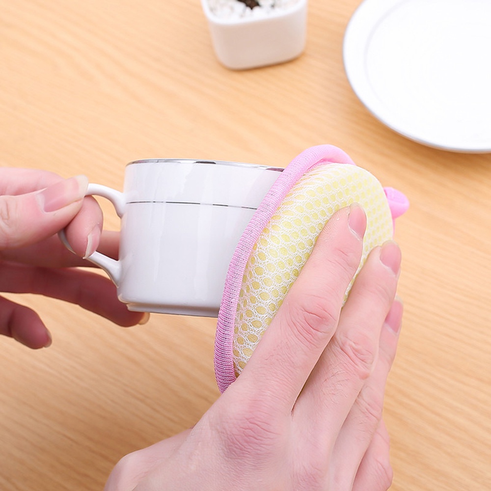 1 miếng bọt biển rửa chén hai mặt hình tròn không dầu