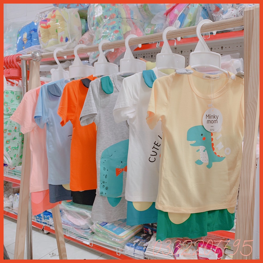 Bộ Cộc Tay Thun lạnh Minky Mom Sài Gòn tai thỏ có nút vai Cho Bé