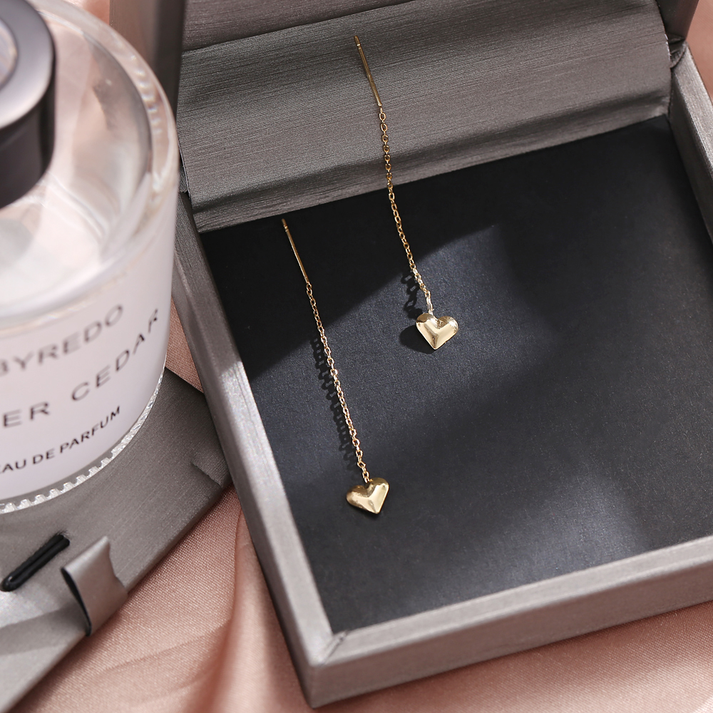 iF YOU Hoa Tai Dáng Dài Hình Trái Tim Phối Tua Rua Thời Trang