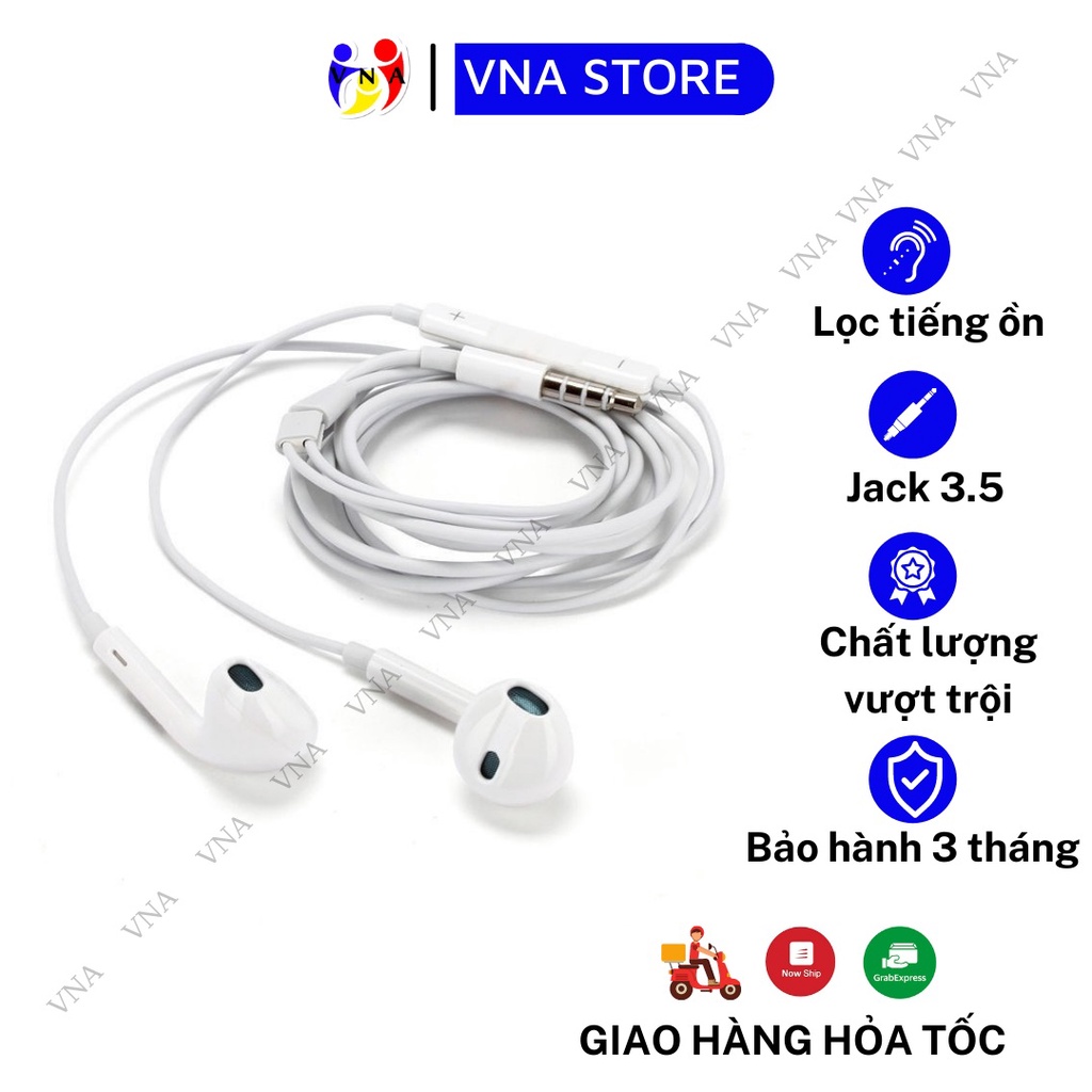 Tai nghe dùng cho điện thoại chân tròn 3.5mm có mic nghe gọi âm thanh đàm thoại cuộc gọi - VNA