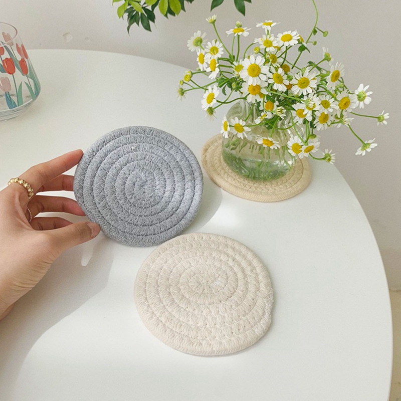 Đế Lót Ly Vải Cotton Dệt Dày Thiết Kế Đơn Giản Tiện Dụng