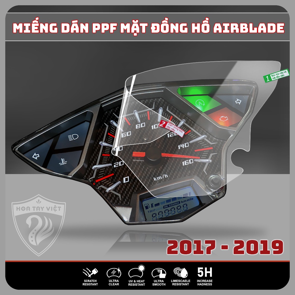 Miếng dán PPF cho mặt đồng hồ xe AB 2018 - 2019 bảo vệ mặt đồng hồ xe Airblade 2018 - 2019