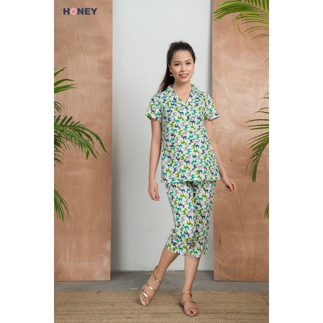 Bộ đồ bầu pijama, quần có chun rút điều chỉnh theo kích cỡ bụng, mặc bầu và sau sinh - Thời trang đầm bầu cao cấp HONEY