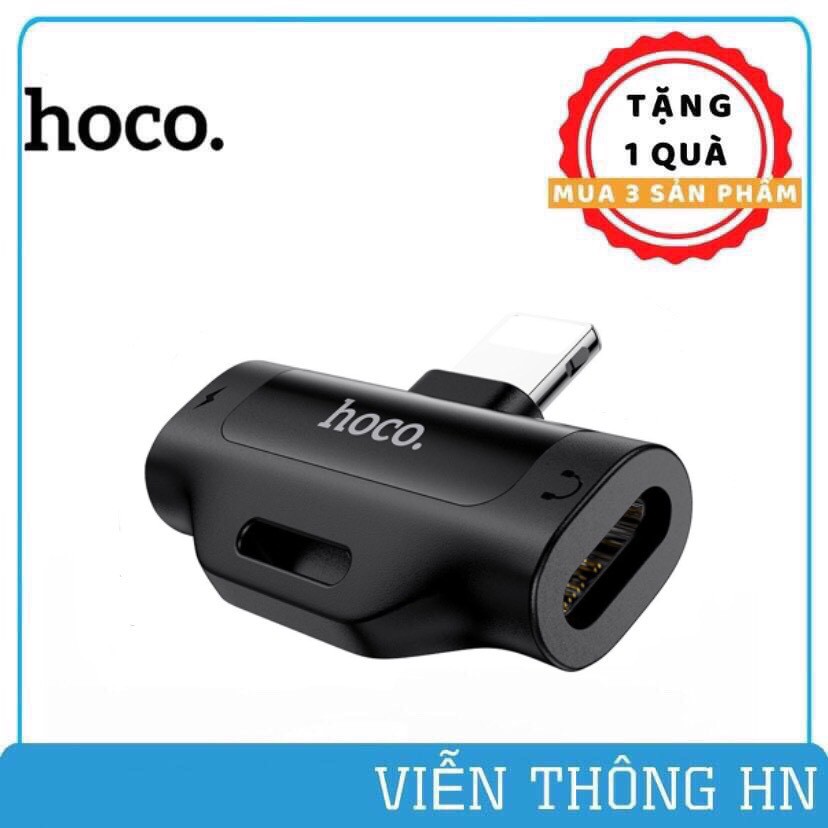 Bộ chuyển đổi âm thanh Hoco is31 từ cổng lightning ra 2 jack lightning -đầu chuyển tai nghe iphone vừa sạc vừa nghe nhạc