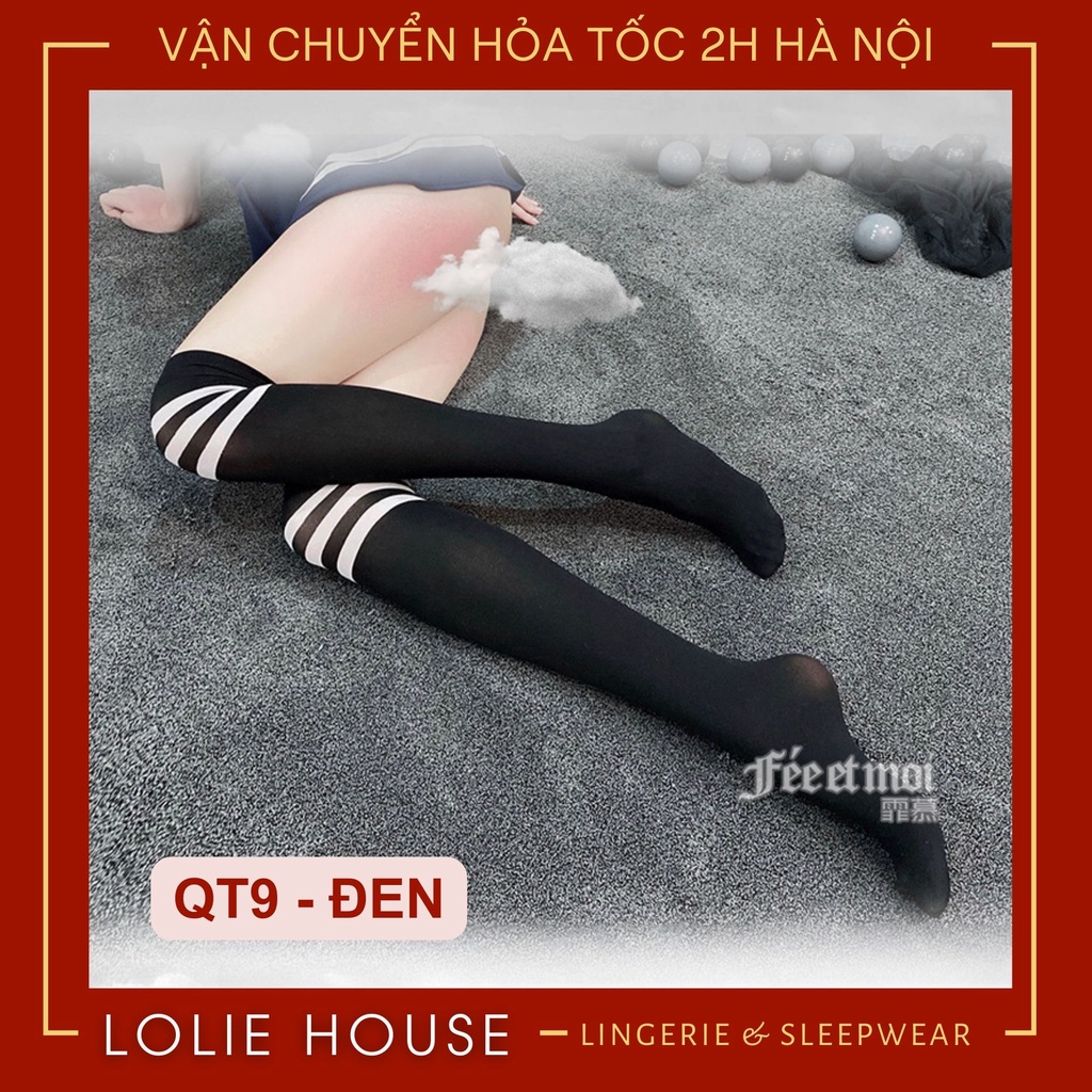 Tất đùi nữ ren lưới trơn phối đồ sexy, vớ đùi cosplay tổng hợp LOLIE HOUSE - QTT