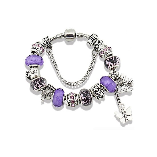 Vòng tay Charm hạt đá tím