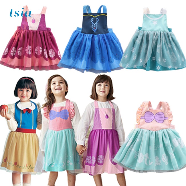 Ts-tạp Dề Chống Thấm Nước/Dầu Họa Tiết Công Chúa Vẽ Tranh Hoạt Hình Dành Cho Trẻ Em