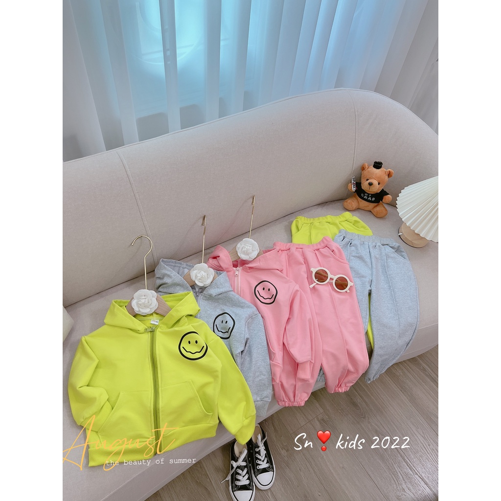 Bộ quần áo thu đông bé gái, bộ quần áo thu đông áo khóa mũ chất da cá QC xịn xò cho bé